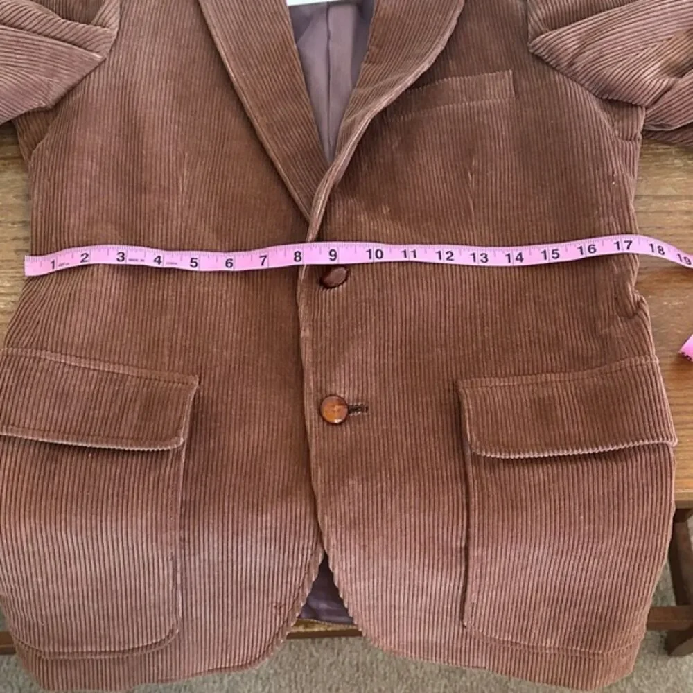 Vintage Corduroy Lapel Blazer Mens 37R Two Buttons Leisure Sport Coat Jacket